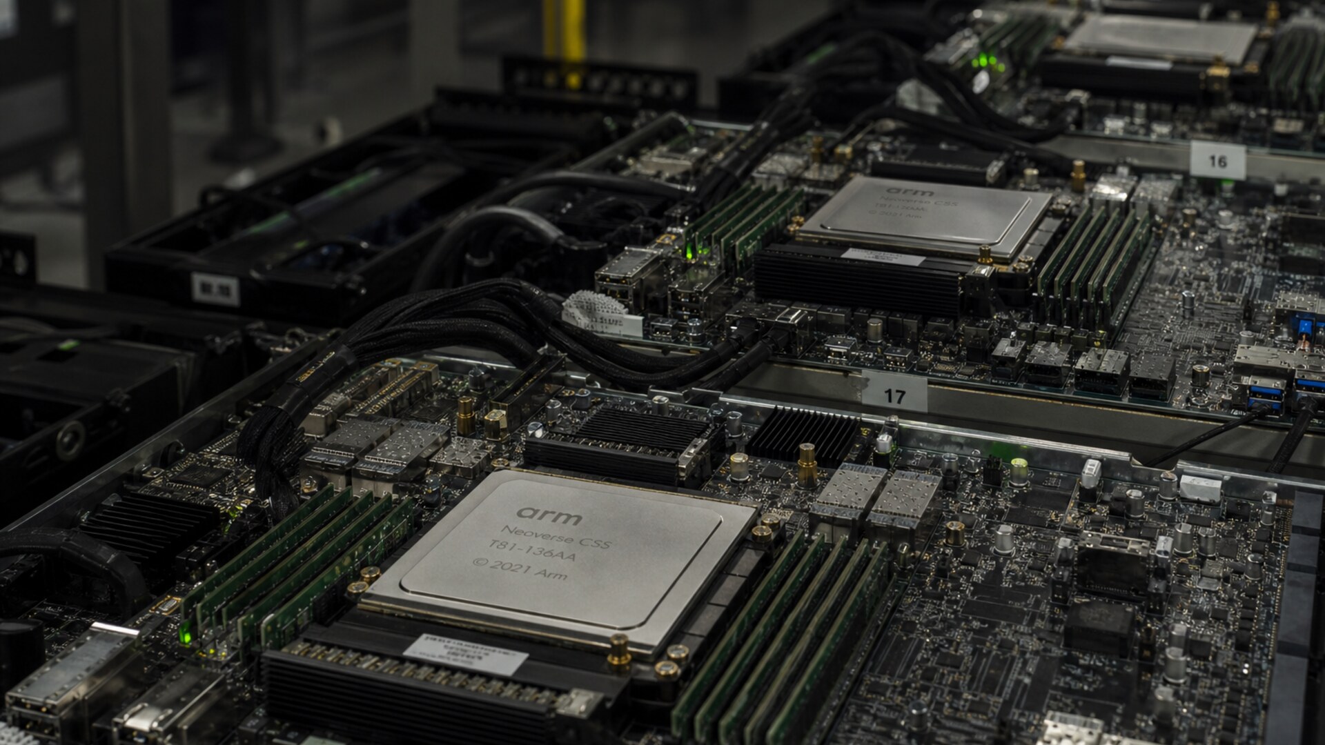 Arm Neoverse CSS on a server board in a rack