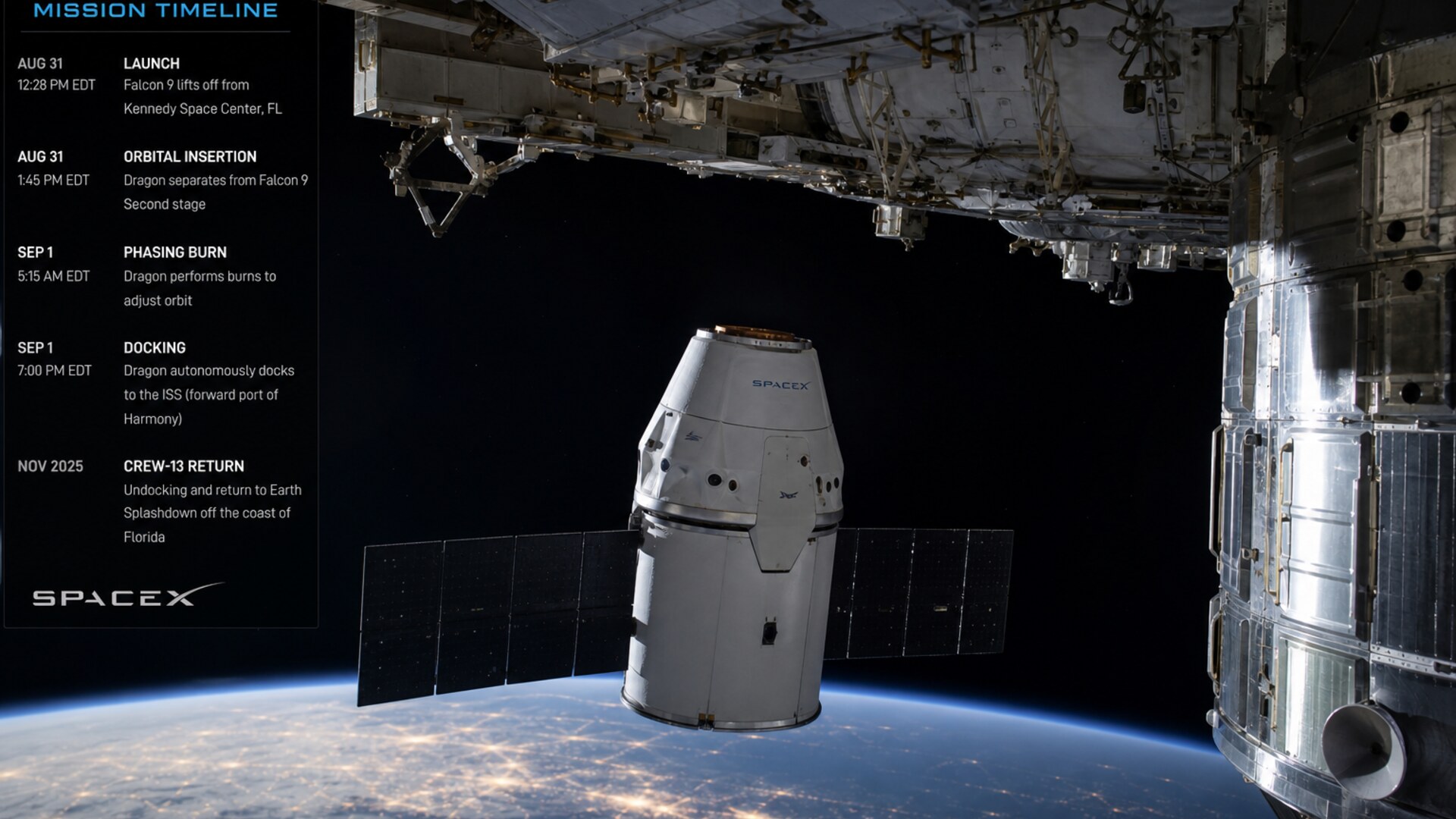 Crew Dragon in orbit near the station