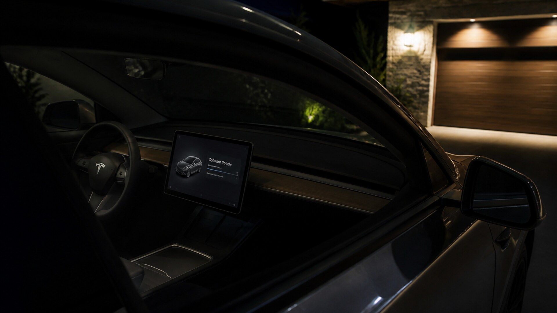 Tesla cabin preparing a software update