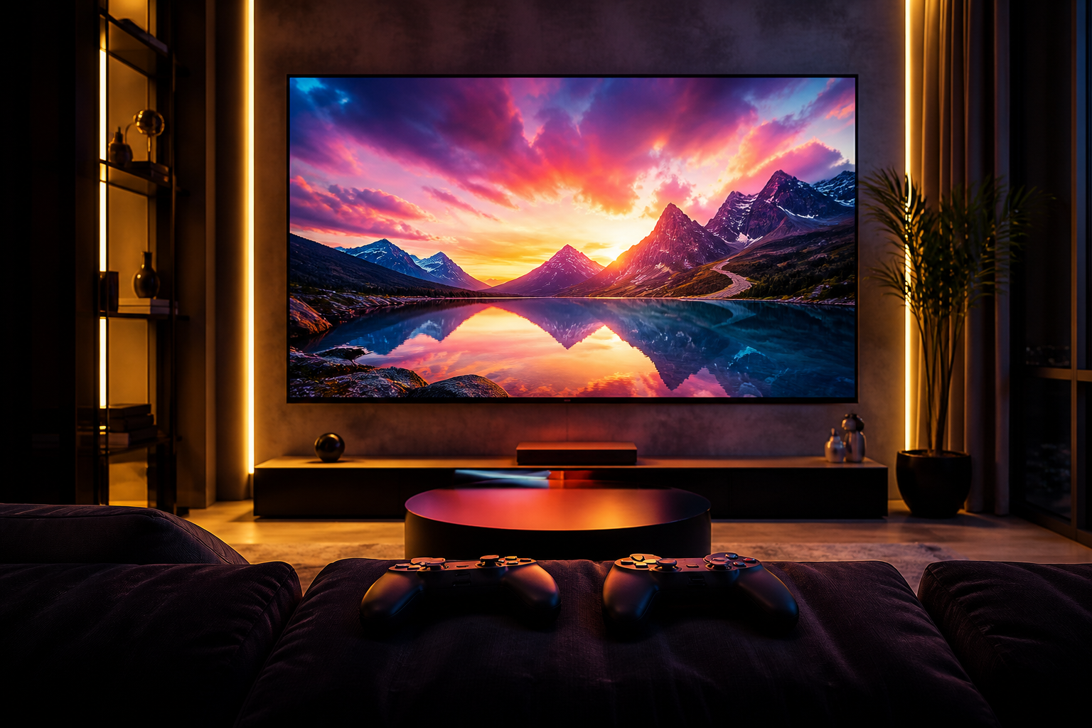 A living-room couch and a second controller