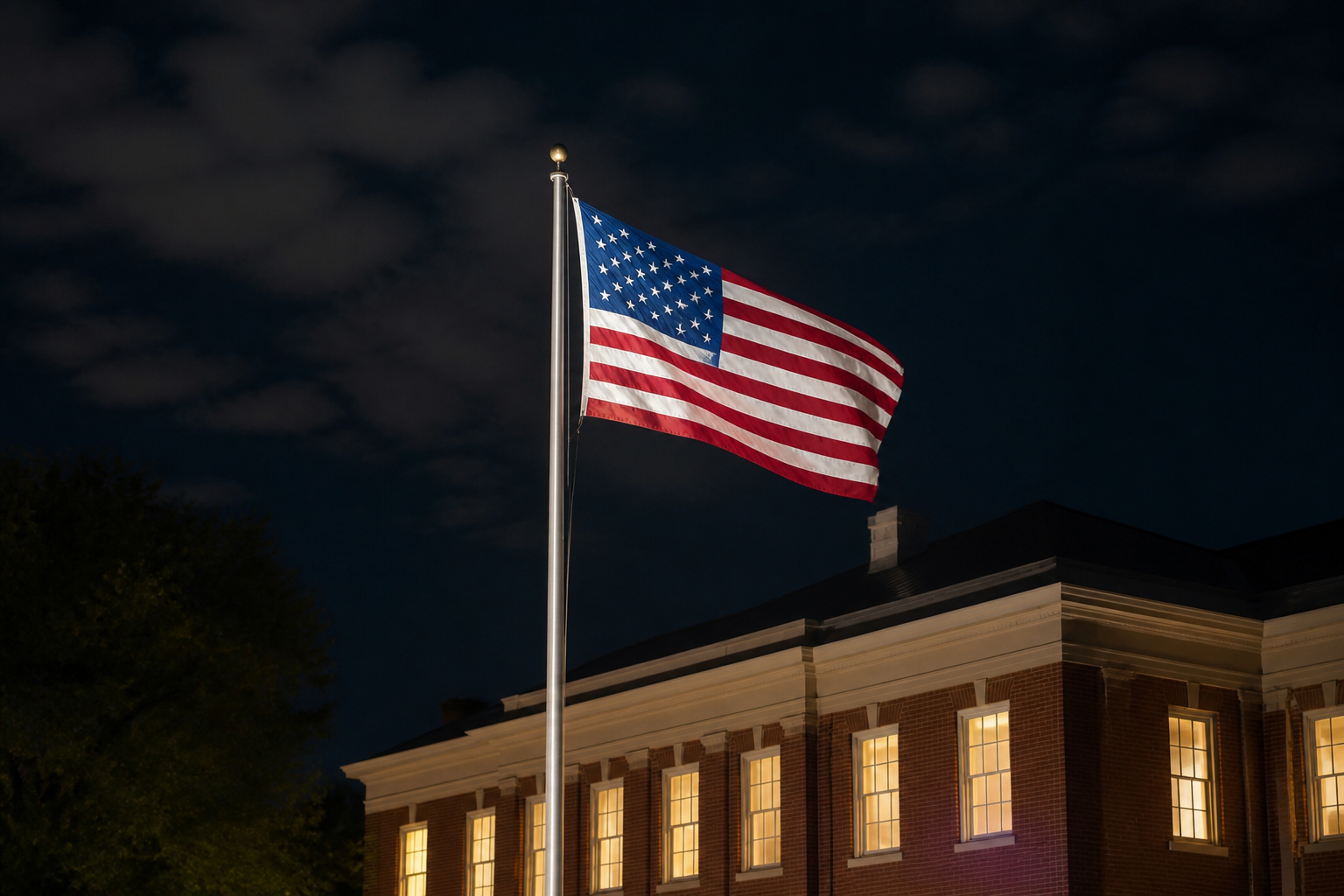 A flag against a night sky
